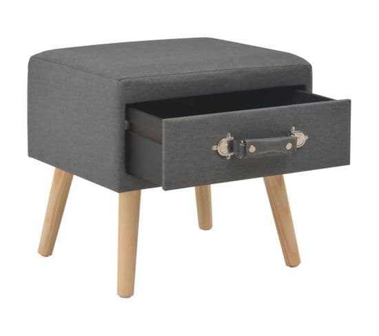 Table De Chevet Table De Nuit Meuble De Rangement Gris Foncé 40x35x40 Cm Tissu