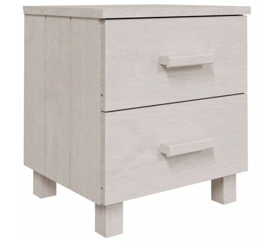 Table De Chevet, Table De Nuit Moderne, Blanc 40x35x44,5 Cm Bois De Pin Massif