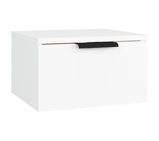 Table De Chevet Murale - Table De Nuit Blanc 34x30x20 Cm