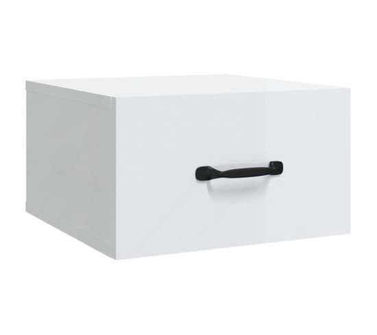 Table De Chevet Murale - Table De Nuit Blanc Brillant 35x35x20 Cm