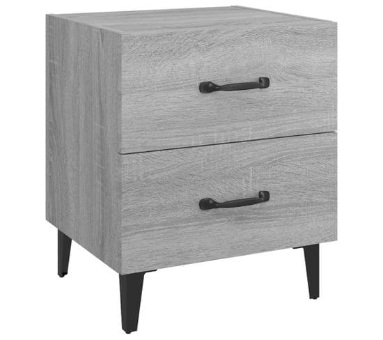 Table De Chevet, Table De Nuit Pour Chambre Salon Sonoma Gris 40x35x47,5 Cm