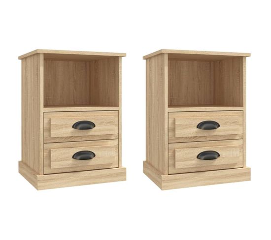 Lot De 2 Tables De Chevet - Tables De Nuit Chêne Sonoma 43x36x60 Cm