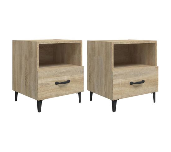 Lot De 2 Tables De Chevet - Tables De Nuit Chêne Sonoma Bois D'ingénierie