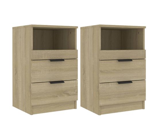 Lot De 2 Tables De Chevet - Tables De Nuit Chêne Sonoma Bois D'ingénierie