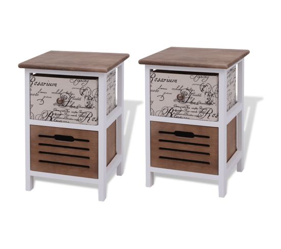 Lot De 2 Tables De Chevet - Tables De Nuit En Bois