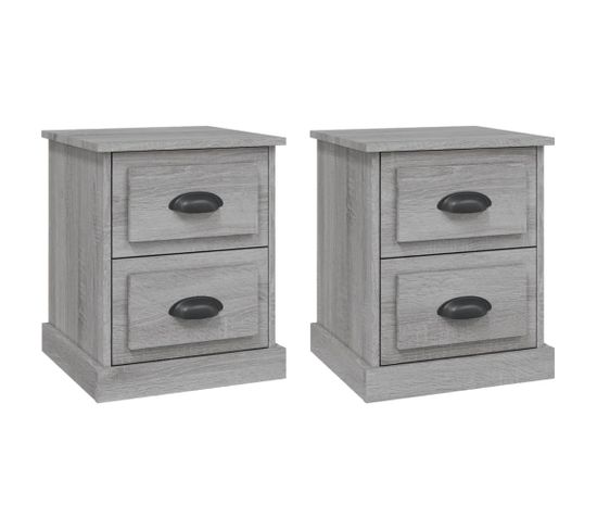 Lot De 2 Tables De Chevet - Tables De Nuit Sonoma Gris 39x39x47,5cm Bois Ingénierie