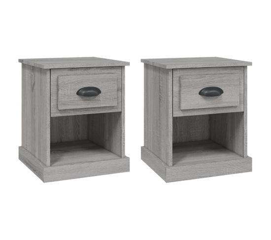 Lot De 2 Tables De Chevet - Tables De Nuit Sonoma Gris 39x39x47,5cm Bois Ingénierie