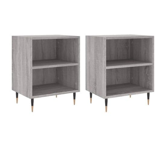 Lot De 2 Tables De Chevet - Tables De Nuit Sonoma Gris 40x30x50cm Bois D'ingénierie