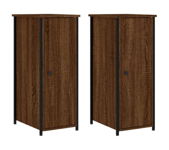 Lot De 2 Tables De Chevet - Tables De Nuit Chêne Marron 32x42x80cm Bois D'ingénierie