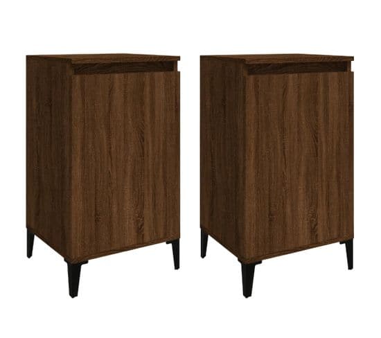 Lot De 2 Tables De Chevet - Tables De Nuit Chêne Marron 40x35x70cm Bois D'ingénierie