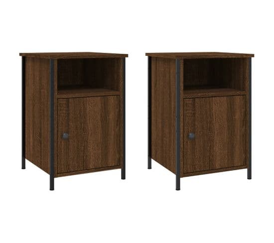 Lot De 2 Tables De Chevet - Tables De Nuit Chêne Marron 40x42x60cm Bois D'ingénierie