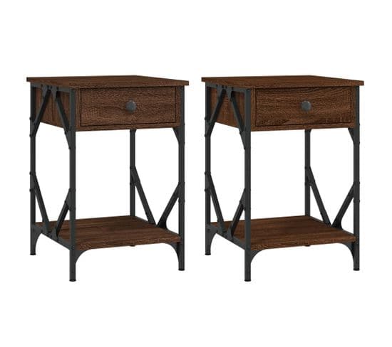 Lot De 2 Tables De Chevet - Tables De Nuit Chêne Marron 40x42x60cm Bois D'ingénierie