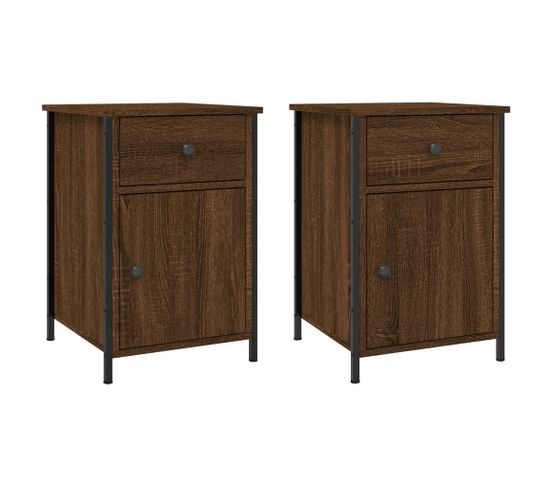 Lot De 2 Tables De Chevet - Tables De Nuit Chêne Marron 40x42x60cm Bois D'ingénierie