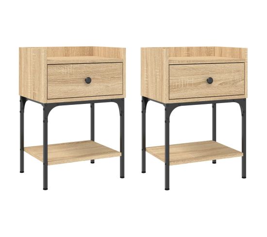 Lot De 2 Tables De Chevet - Tables De Nuit Chêne Sonoma 40,5x31x60cm Bois Ingénierie