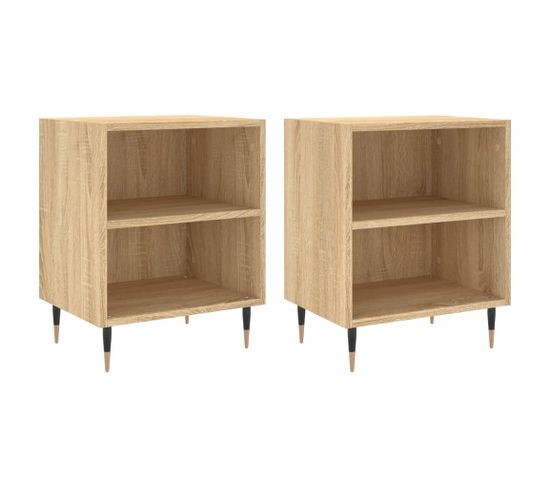 Lot De 2 Tables De Chevet - Tables De Nuit Chêne Sonoma 40x30x50cm Bois D'ingénierie