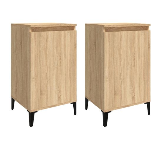 Lot De 2 Tables De Chevet - Tables De Nuit Chêne Sonoma 40x35x70cm Bois D'ingénierie