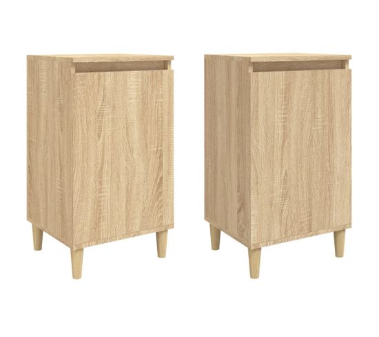 Lot De 2 Tables De Chevet - Tables De Nuit Chêne Sonoma 40x35x70cm Bois D'ingénierie