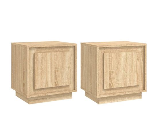 Lot De 2 Tables De Chevet - Tables De Nuit Chêne Sonoma 44x35x45cm Bois D'ingénierie