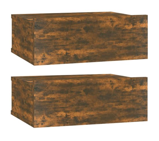 Lot De 2 Tables De Chevet Murales - Tables De Nuit Flottantes Chêne Fumé 40x30x15 Cm