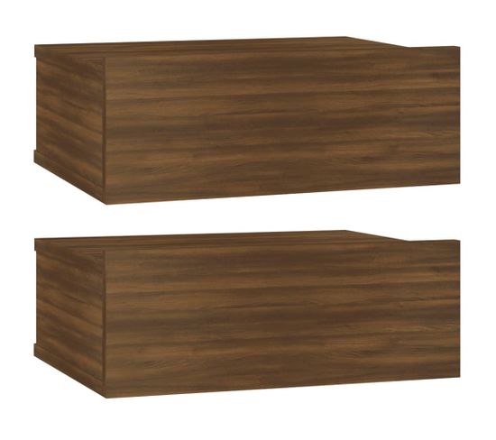 Lot De 2 Tables De Chevet Murales - Tables De Nuit Flottantes Chêne Marron 40x30x15 Cm