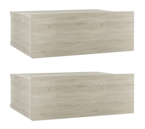 Lot De 2 Tables De Chevet Murales - Tables De Nuit Flottantes Chêne Sonoma 40x30x15 Cm