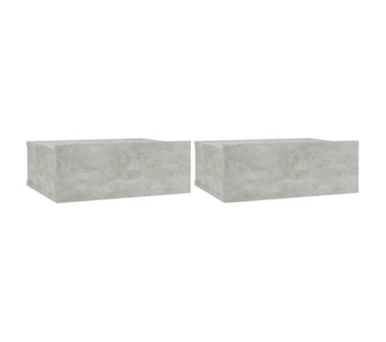 Lot De 2 Tables De Chevet Murales - Tables De Nuit Flottantes Gris Béton 40x30x15 Cm