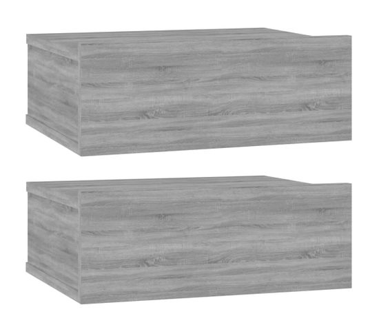 Lot De 2 Tables De Chevet Murales - Tables De Nuit Flottantes Sonoma Gris 40x30x15 Cm