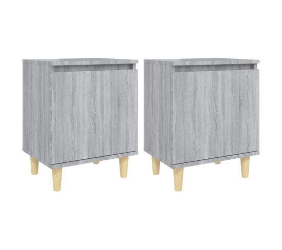 Lot De 2 Tables De Chevet En Bois Tables De Nuit Sonoma Gris 40x30x50 Cm