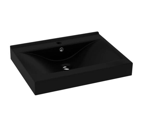 Vasque à Poser Avec Trou De Robinet Noir Mat 60x46 Cm Céramique