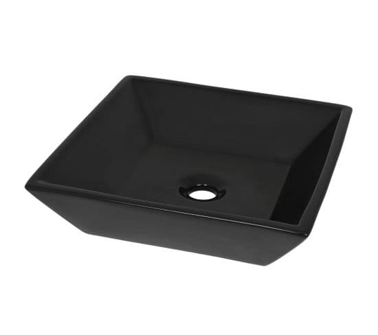 Vasque à Poser Céramique Carré Noir 41,5 X 41,5 X 12 Cm