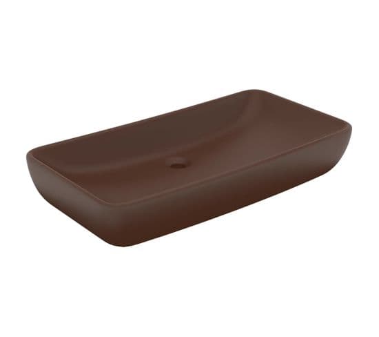 Vasque à Poser Rectangulaire Marron Foncé Mat 71x38cm Céramique