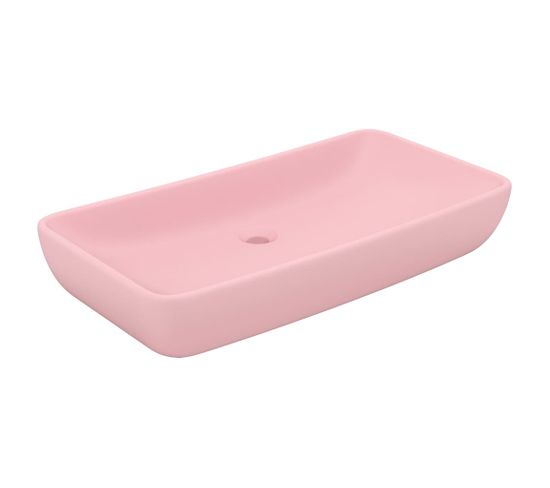 Vasque à Poser Pour Salle De Bain Rectangulaire Rose Mat 71x38 Cm Céramique