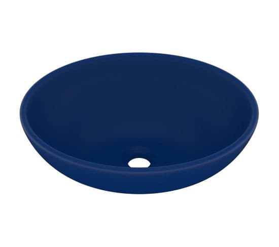 Vasque à Poser Ovale Bleu Foncé Mat 40x33 Cm Céramique