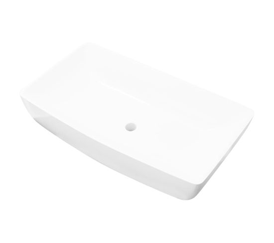 Vasque à Poser Pour Salle De Bain Rectangulaire Céramique Blanc 71 X 39 Cm