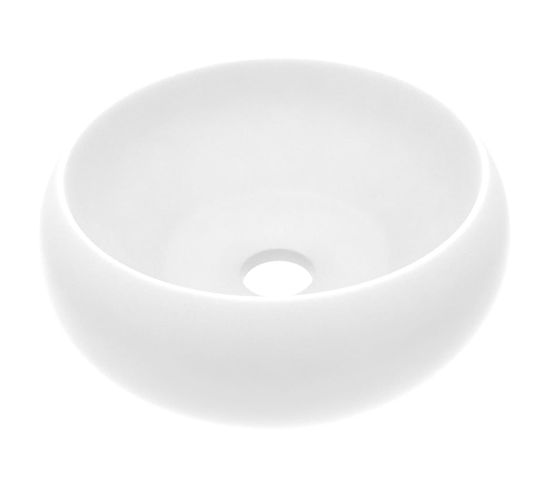 Vasque à Poser Pour Salle De Bain Rond Blanc Mat 40x15 Cm Céramique