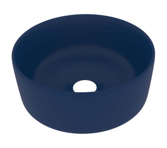 Vasque à Poser Rond Bleu Foncé Mat 40x15 Cm Céramique