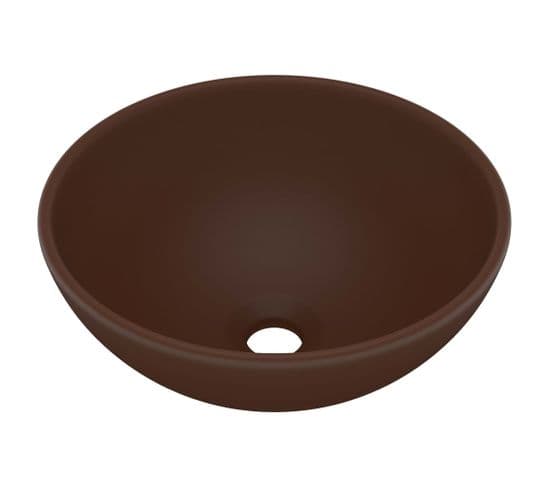 Vasque à Poser Rond Marron Foncé Mat 32,5x14 Cm Céramique