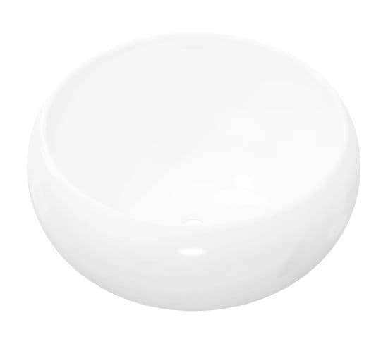 Vasque à Poser Ronde Céramique Blanc 40 X 15 Cm