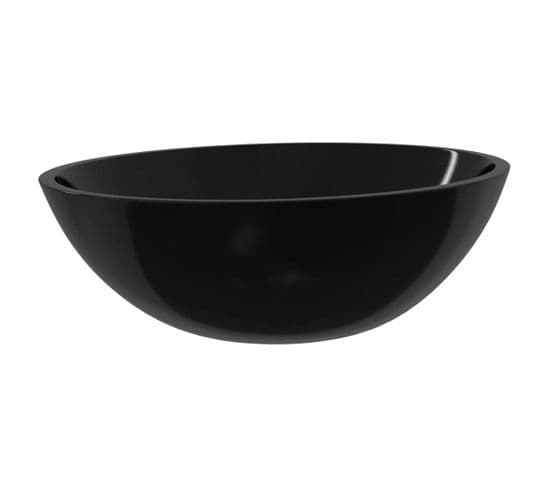 Vasque à Poser Pour Salle De Bain Verre 50x37x14 Cm Noir