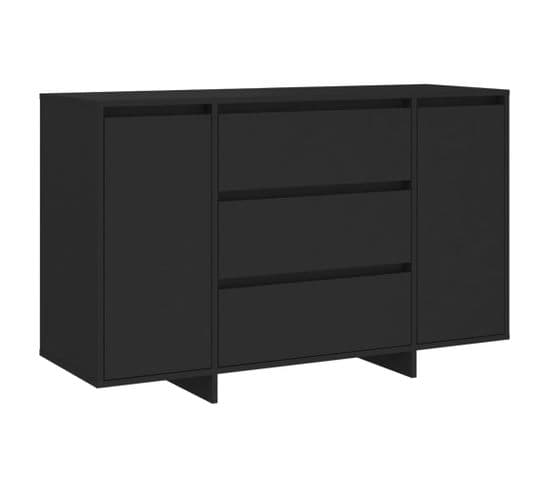 Buffet Avec 3 Tiroirs - Bahut - Meuble De Rangement Noir 120x41x75 Cm Bois D'ingénierie