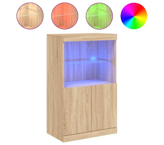 Buffet - Bahut - Meuble De Rangement Avec Lumières LED Chêne Sonoma 60,5x37x100 Cm