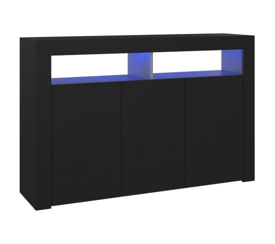 Buffet - Bahut - Meuble De Rangement Avec Lumières LED Noir 115,5x30x75 Cm