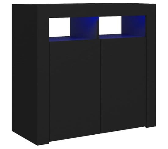 Buffet - Bahut - Meuble De Rangement Avec Lumières LED Noir 80x35x75 Cm