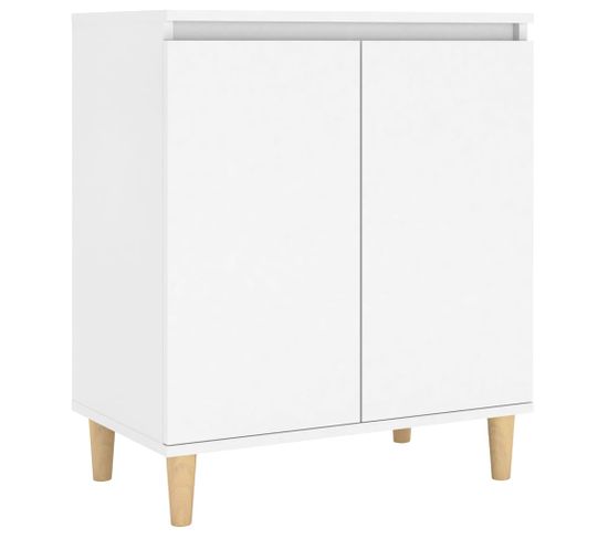 Buffet - Bahut - Meuble De Rangement Avec Pieds En Bois Massif Blanc Bois D'ingénierie