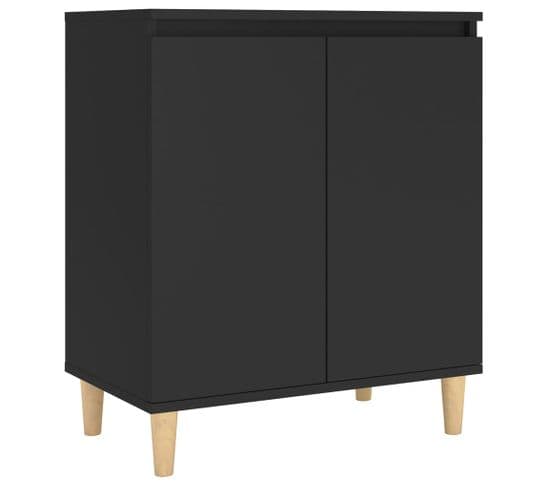 Buffet - Bahut - Meuble De Rangement Avec Pieds En Bois Massif Noir Bois D'ingénierie