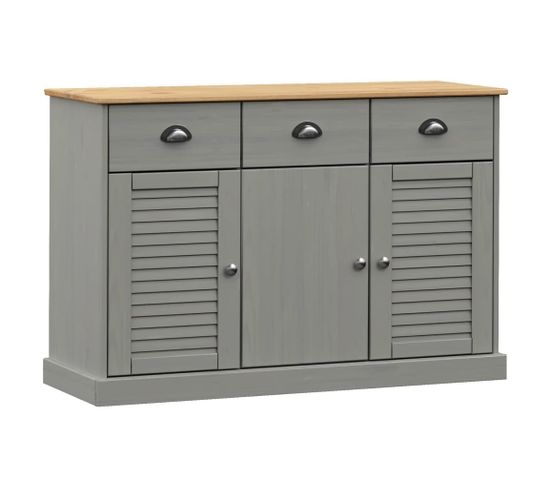 Buffet Avec 3 Tiroirs - Bahut - Meuble De Rangement 113x40x75 Cm Gris Bois Massif De Pin