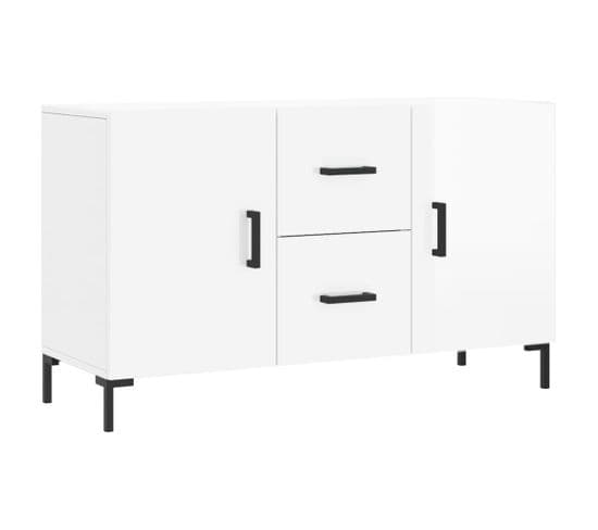 Buffet - Bahut - Meuble De Rangement Blanc Brillant 100x36x60 Cm Bois D'ingénierie