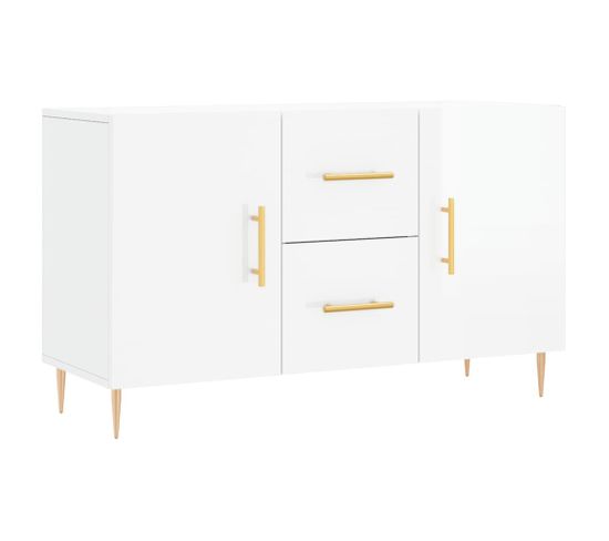 Buffet - Bahut - Meuble De Rangement Blanc Brillant 100x36x60 Cm Bois D'ingénierie