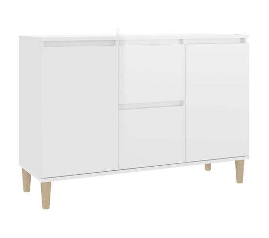 Buffet - Bahut - Meuble De Rangement Blanc Brillant 101x35x70 Cm Bois D'ingénierie