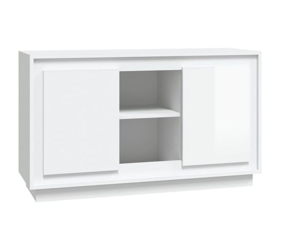 Buffet - Bahut - Meuble De Rangement Blanc Brillant 102x35x60 Cm Bois D'ingénierie